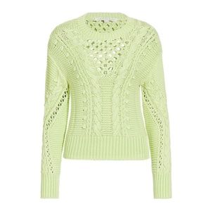 Veronica Beard Light Green Cable Knit Sweater